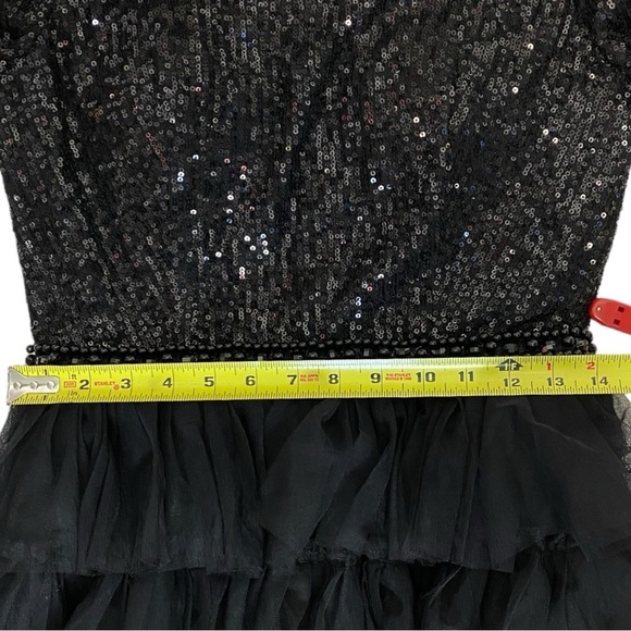 Mac Duggal long sleeve teired ruffle midi dress - Picture 13 of 15